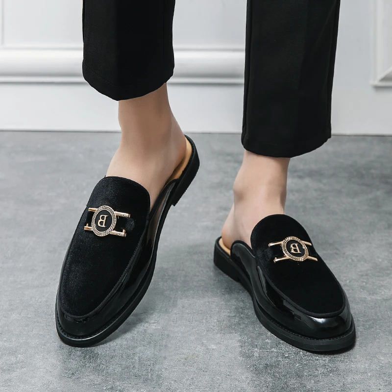 Stylish Men's Suede Half Slippers with Metal Buckle Casual Mules 5 S1ec1728bba054eb1a3ee0f6a54c1fdffP Stylish Men's Suede Half Slippers with Metal Buckle Casual Mules