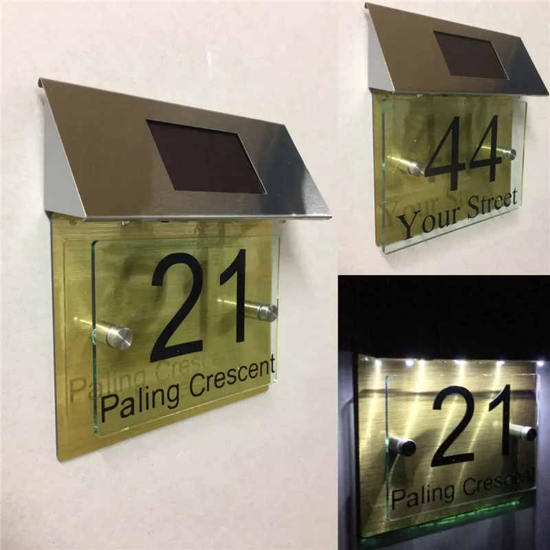 TINYOUTH Número De Casa Solar – Número 0, Placas De Número De Puerta Para Pared, 6 LED Números De Casa Placa Con Luces, IP55 Impermeable Buscador De Casa Para Bricolaje