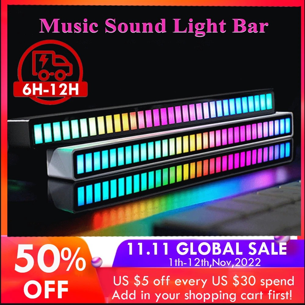 Ftoyin Creative Rgb Music Sound Light Bar 5v Usb 16/32led App Control