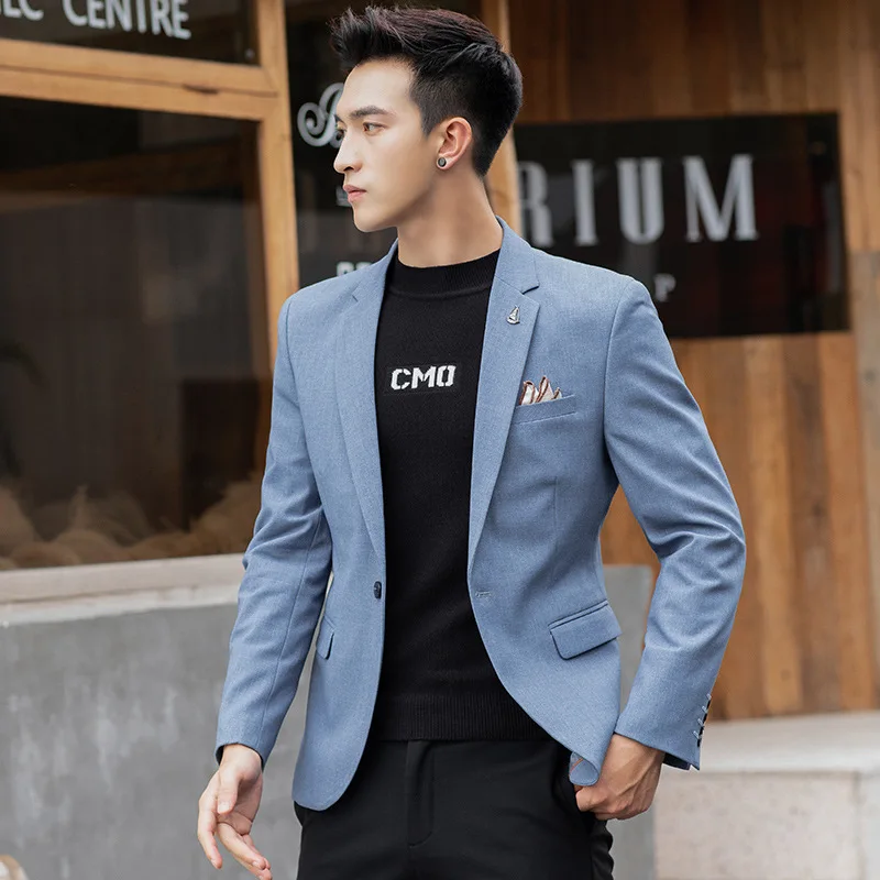 Blazer Casual De Color Sólido Para Hombre | Estilo Coreano, Ajuste Holgado, Perfecto Para Negocios Y Calle