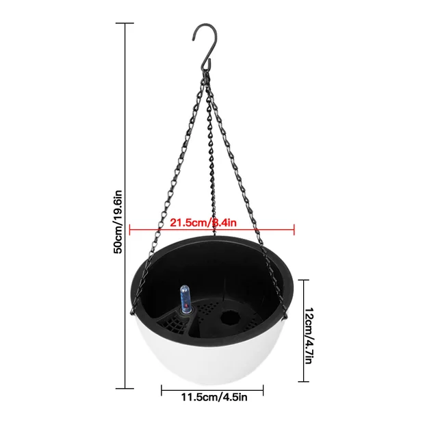 Függő Kosár Virág Edény Műanyag Önmagában Lévő Növényi Állvány Fogas Otthoni Dekoráció Kert - Image 6