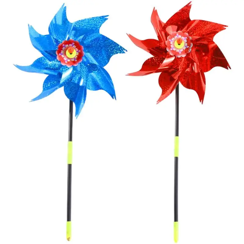 

4 Pcs Reflective Pinwheels Sparkly Garden Spinner Wind Spinners Outdoor Bird Scare Devices Bird-Driving Reflective Pinwheels