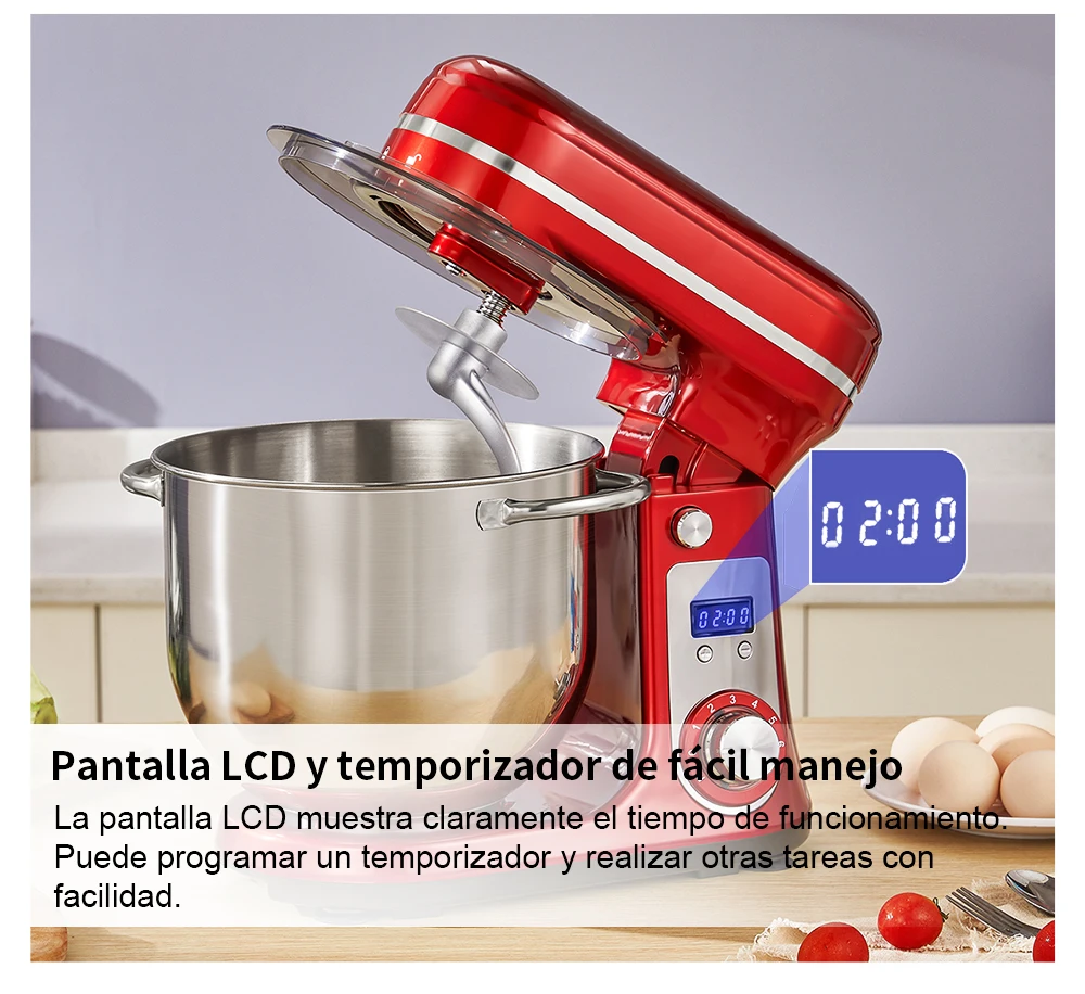350 W Batidora de Pie Electrica Profesional Batidora Amasadora Cocina Masa  Roja