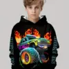 Kids 3D Car Print Hoodie – Boys Spring/Fall Casual Pullover 5