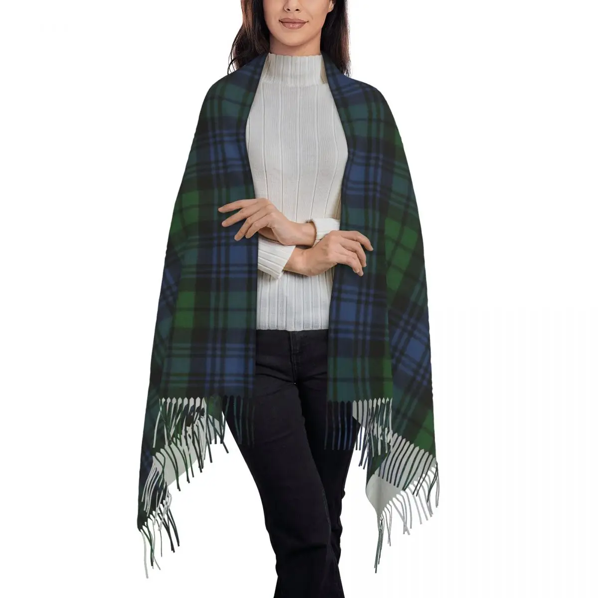 Personalized Print Black Watch Ancient Original Scottish Tartan Scarf Women Men Winter Fall Warm Scarves Shawls Wraps 3