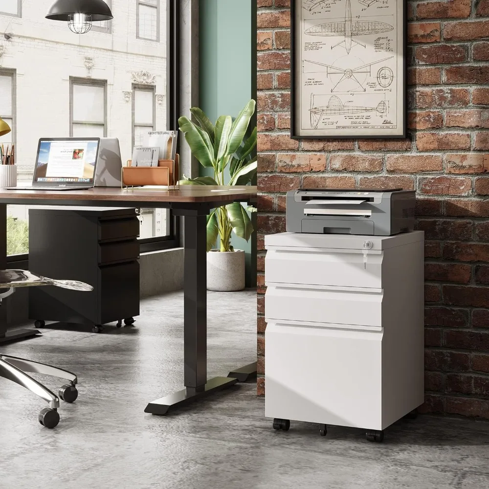 

File Cabinet, 3-Drawer Mobile File Cabinets (Under Office Desk), Assembled Except Casters, Fits Letter, File Cabinet