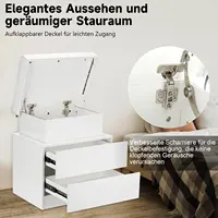 Белая прикроватная тумбочка с 2 ящиками, 1 верхним ящиком, прикроватная тумбочка с 4-сторонним глянцем, приставной столик со светодиодной подсветкой RGB для спальни — изображение 4