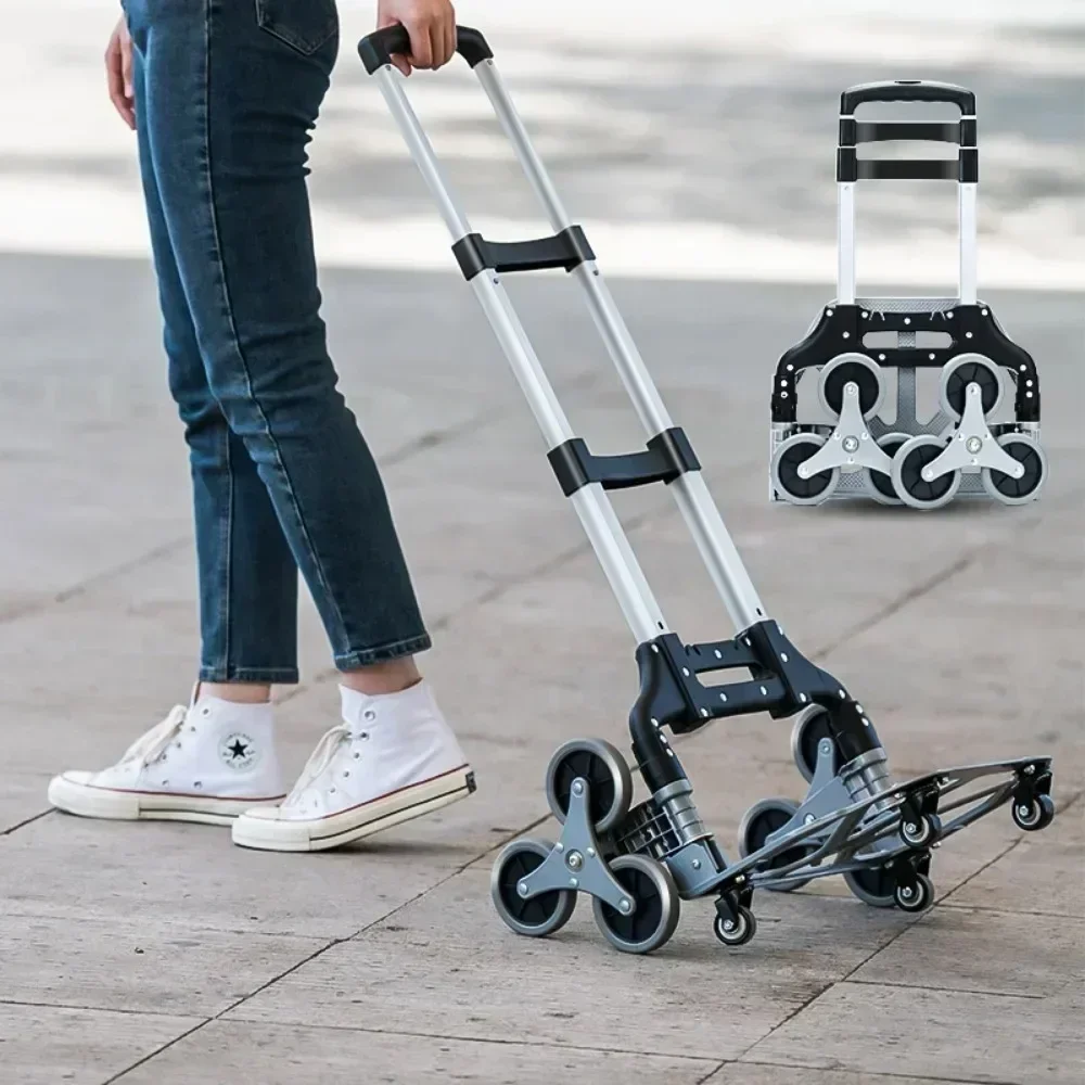 Stair Climbing Trolley All Terrain Pushcart Portable Aluminum Alloy Folding Shopping Trolley folding shopping cart