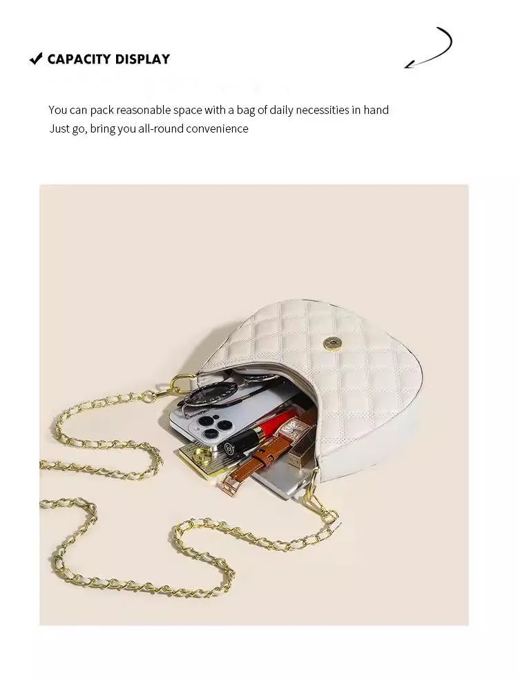 Advanced feeling for women 2023 new fashion Lingge single shoulder underarm bag versatile niche texture chain_voghion.com