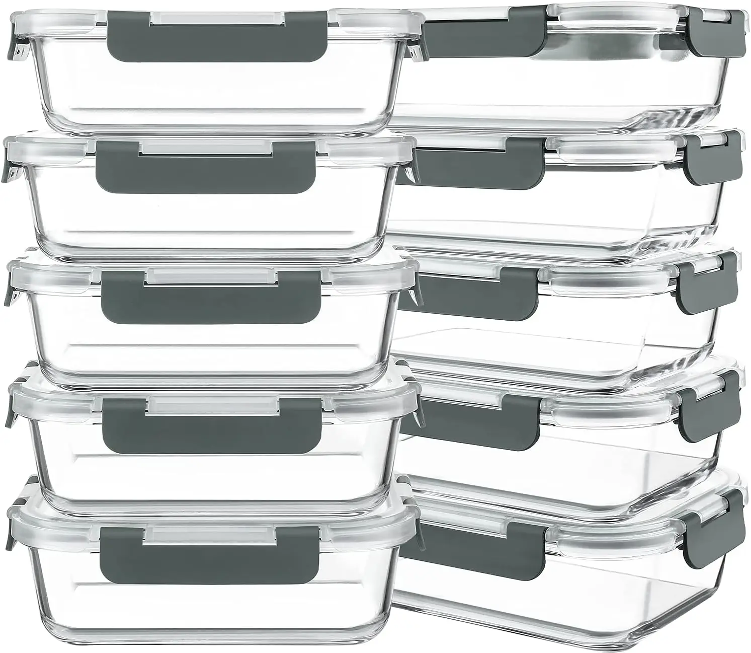 

10 Packs 30 oz Glass Meal Prep Containers,Glass Food Storage Containers with Lids,Airtight Glass Lunch Bento Boxes