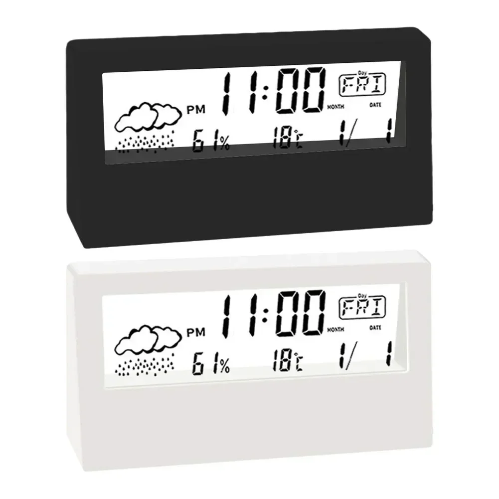 Thermo-Hygrometer Clock Creative Weather Display Electronic Alarm CLock Home Office Bedroom Decorative Alarm Electronic Clock 6