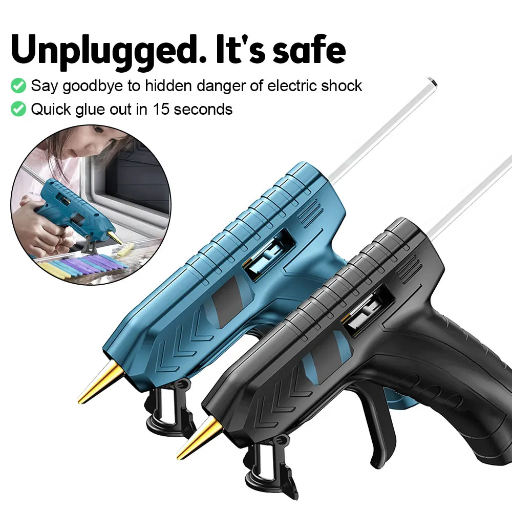 130W DIY Electric Glue Gun Dual Temperature Glue Tool DIY Hot Melt Welding Hot Air Gun Anti-scald Nozzle with 10 Pcs 7mm Sticks