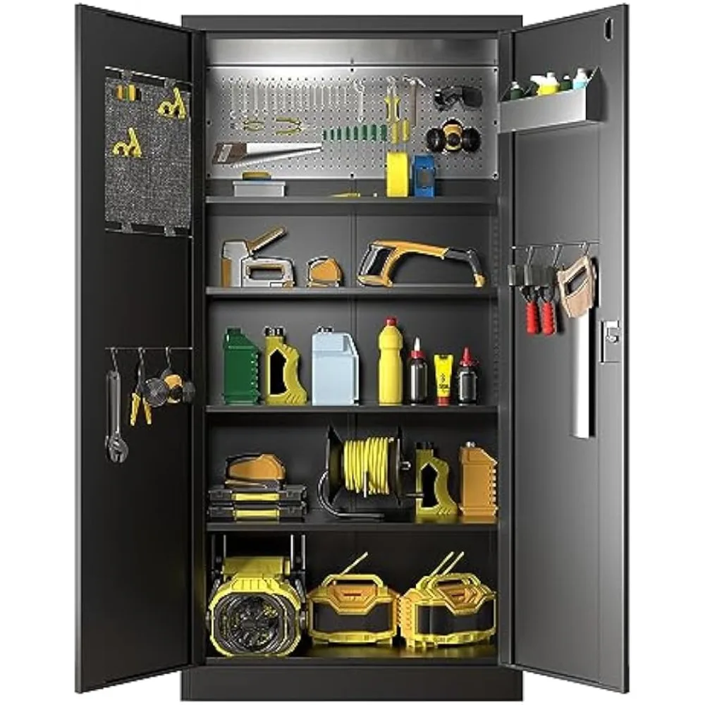 

Large Garage Storage Cabinet,Metal Cabinet With Doors and 4 Adjustable Shelves-Heavy Duty Steel Utility Cabinet,Locking Cabinet