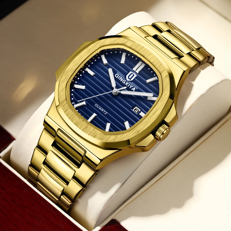 

QINGXIYA Quartz Men Watch 30M Waterproof Luxury Gold Strap Simple Clock 2023 New Men Fashion Business Watches Reloj Hombre 6674