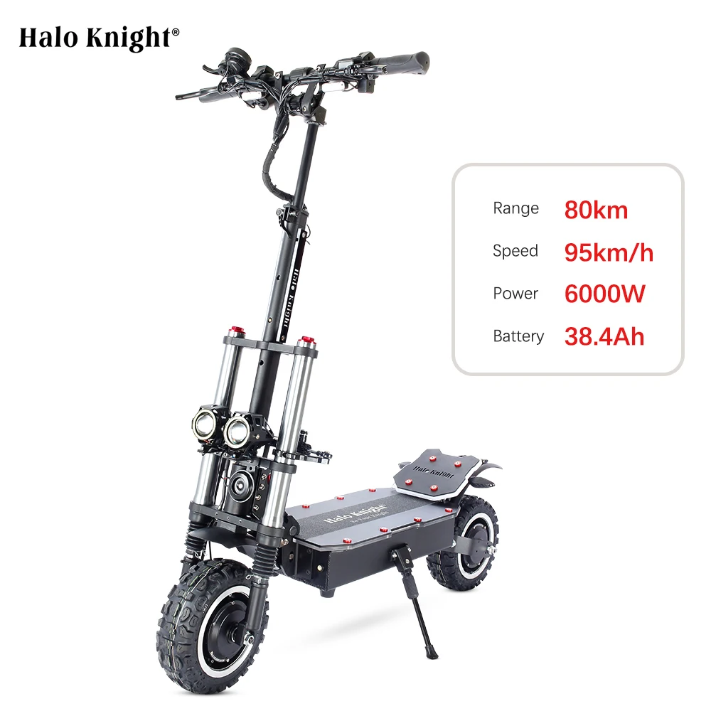 HaloKnight EU STOCK 6000W 95kmh Folding Powerful ELectric Scooter 38.4Ah  Dual Motor with XOD Brake Adult Off-Road Kick Scooter - AliExpress
