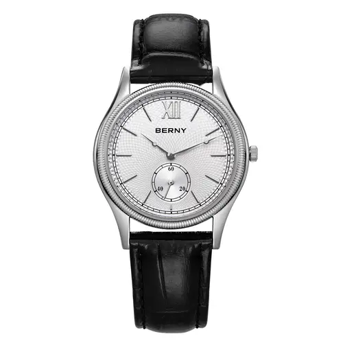 BERNY Men's Watches Slim Luxury Classic Stylish Dress Quartz Watch Fashion Elegance Leather Band Wristwatch - Image 10
