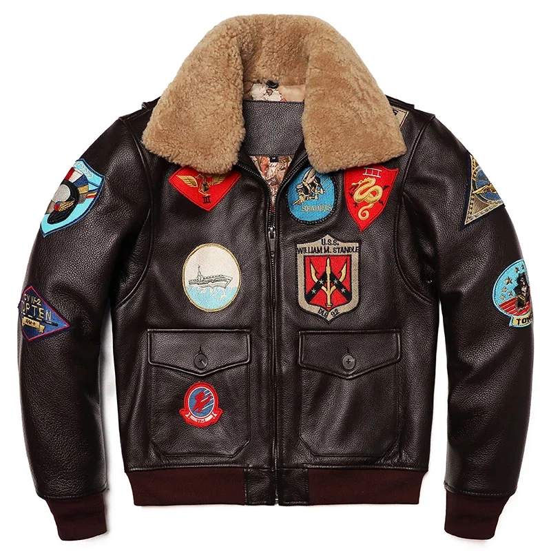 Military Clothing G1 Flight Jacket Thickening Quilted Cowhide Leather Jackets Men Coat Winter Overcoat M212