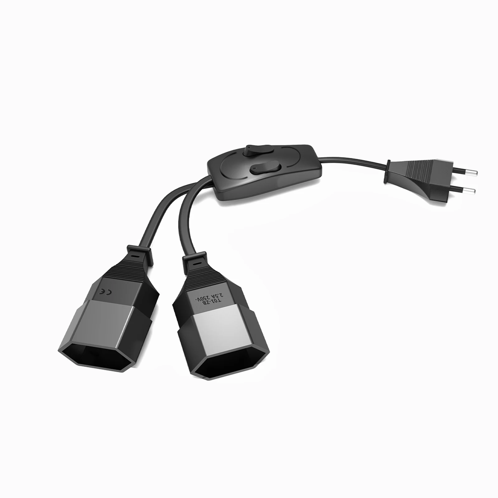 Dual Plug Power Extension Cable with Dual Switch - Safe & Compact Design