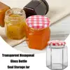 Transparent Hexagonal Glass Bottle Seal Storage Jar Small Glass Jars with Red Gingham Lids Airtight Pickle Jars Jam Jars H 1