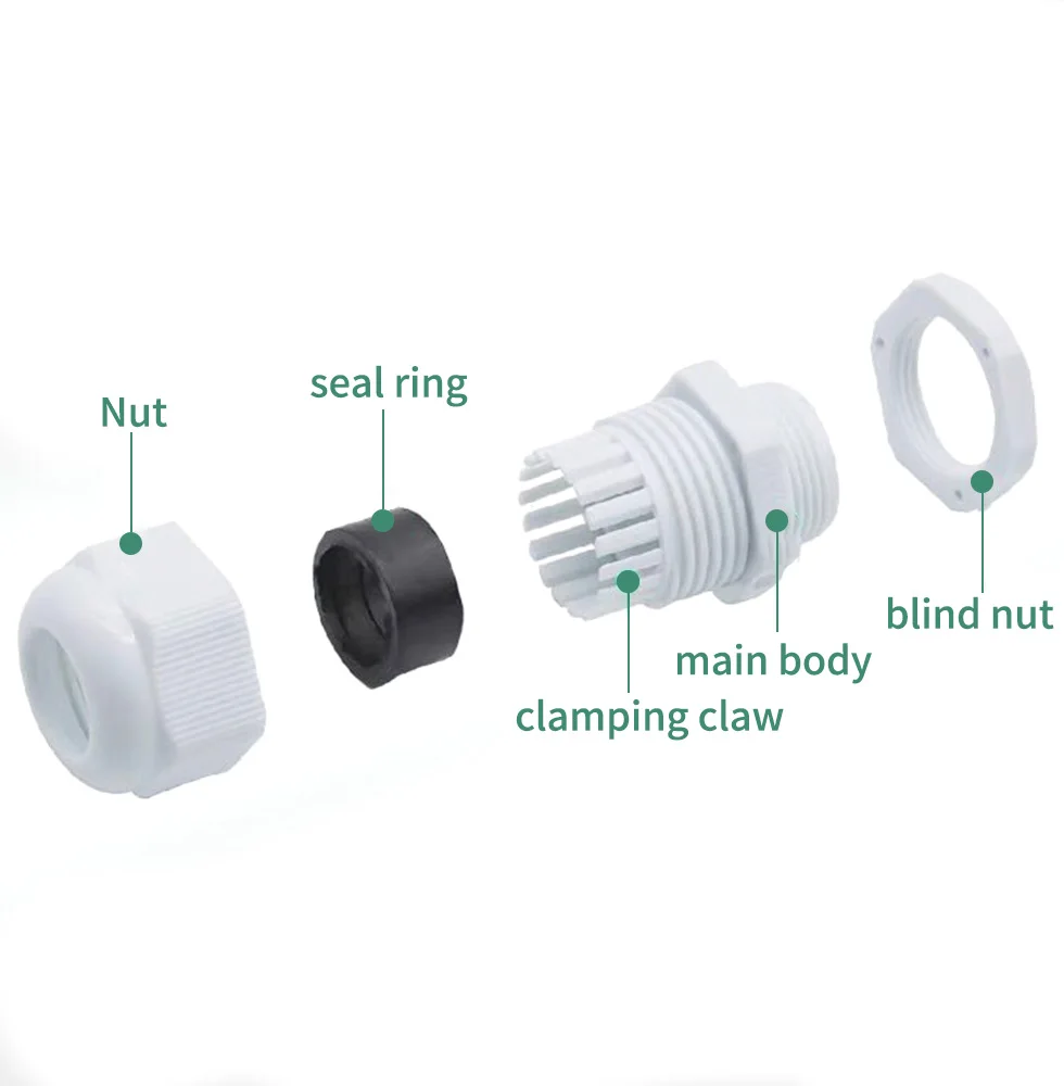 M-type PG waterproof cable joint external thread clamping nylon plastic sealing gland head lock fastening fixed head