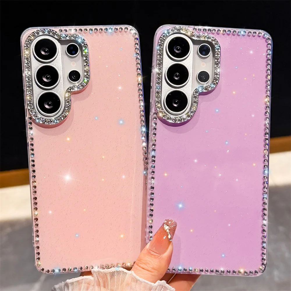 Glitter Diamond Clear Phone Case with Laser Cover Design