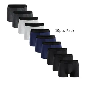 10Pcs Pack Men Panties Solid Color Underwear Male Brand Boxer And Underpants For Homme Luxury Set Shorts Box Slip Kit