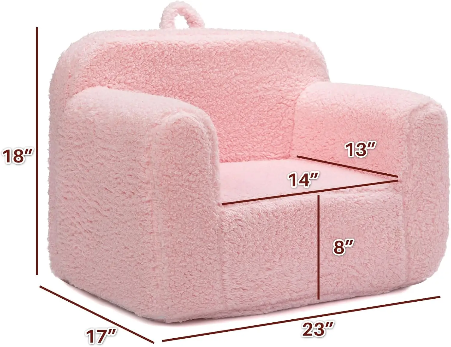 Kids Ultra-Soft Snuggle Foam Filled Chair, Toddler Cuddly Sherpa Reading Couch for Boys and Girls, Pink 3