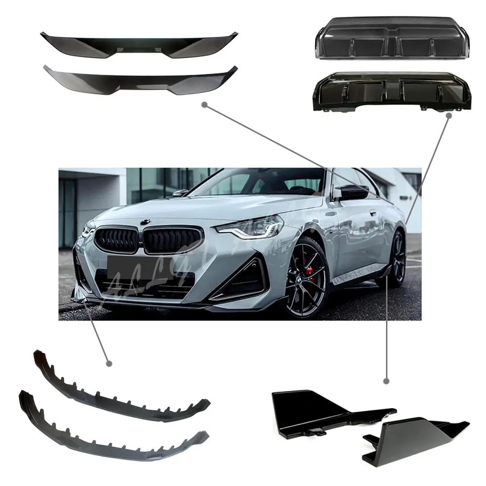 

Bumper Lip Spoiler Side Lower Splitters Body Kit Rear Spoiler Side skirts kit For BMW 2 Series G42 220i 225i M240i 2 Doors 2022+