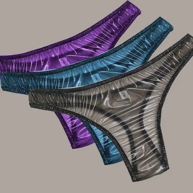 Fetish Plus Size XXXXL Thongs See-Through PVC G-string Transparent Man's Sexy Spicy T-Briefs Underwear Costume Panties Pants