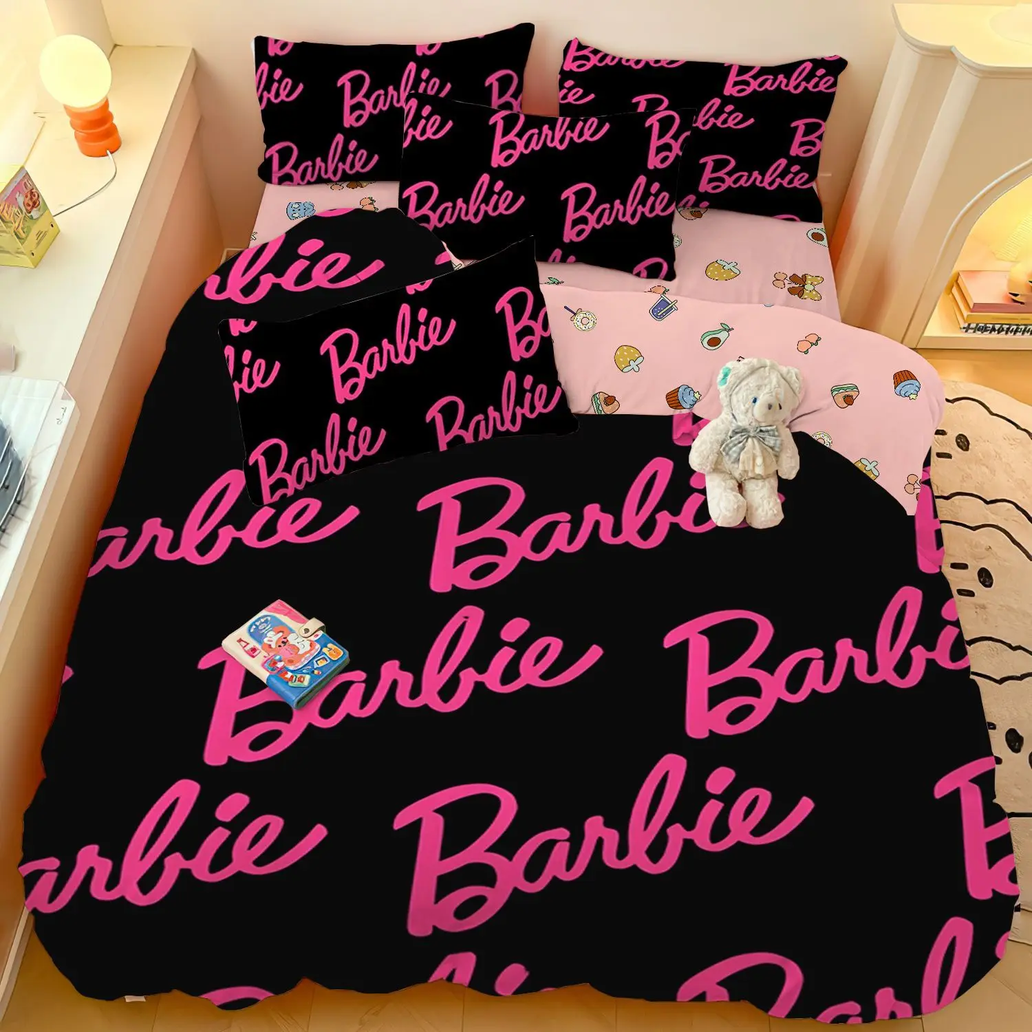 

Miniso Barbie Bed Sheet 4 Piece Set Princess Cotton Winter Dormitory Household Quilt Cover Exquisite Pillow Case Birthday Gift