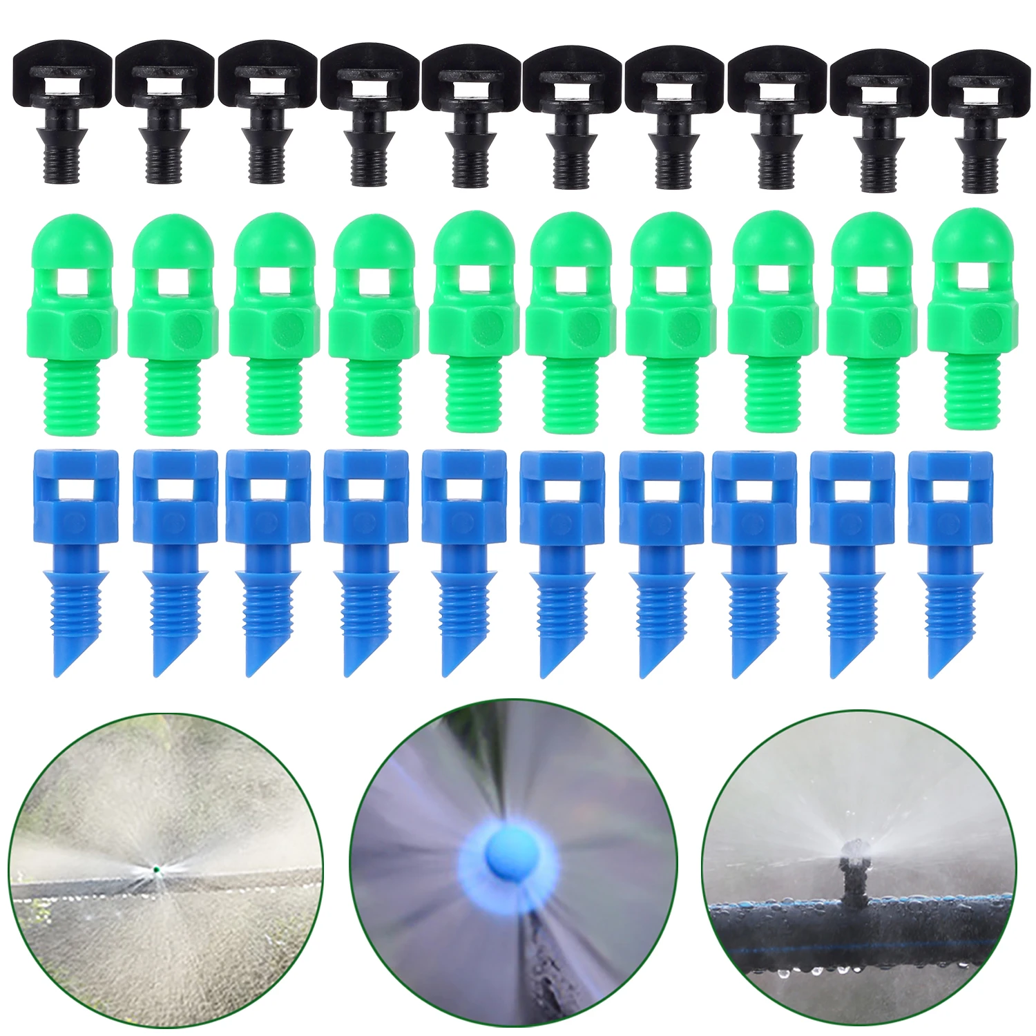 100Pcs Refraction Nozzle Garden Greenhouse Drip Irrigation Water Pipe Sprinkler Threaded Barbed Atomized Sprayer Watering Nozzle