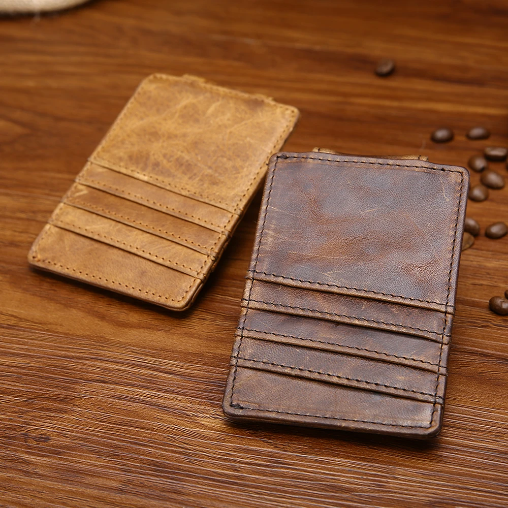 Leather card holder rfid Multiple card slots magnetic buckle dollar clip card holder wallet designer  Money Coin purses