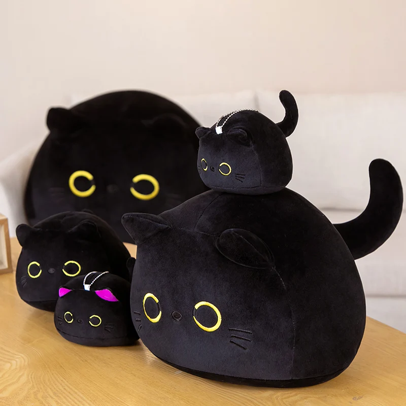 NEW Black Cat Plush Toy Soft Plushies Cute Stuffed Animal Cat Throw Pillow Doll Room Decor Kawaii Peluche Kids Birthday Gift