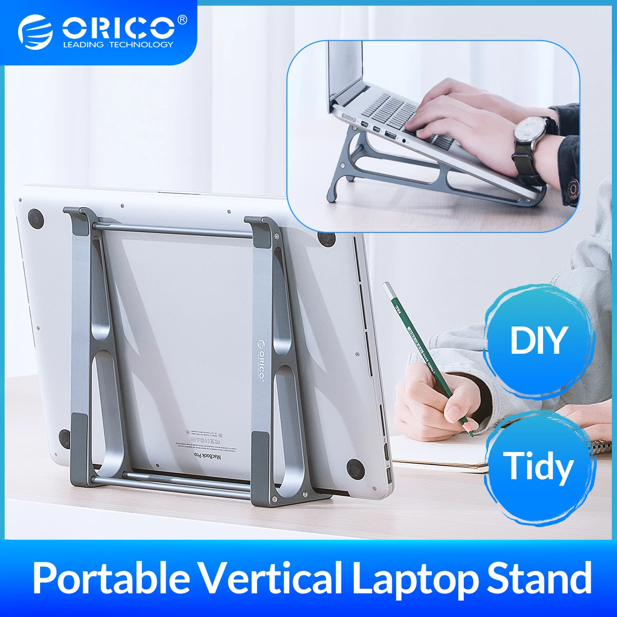 Orico 2 In 1 Portable Vertical Laptop Stand Riser Portable Aluminium
