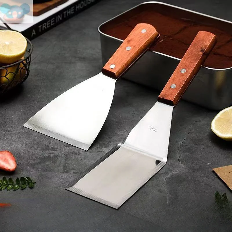 1 Pc Stainless Steel Teppanyaki Shovel Frying Shovel Hand-grilled Cake Tool Grilled Cold Noodles Tiramisu Burger Commercial