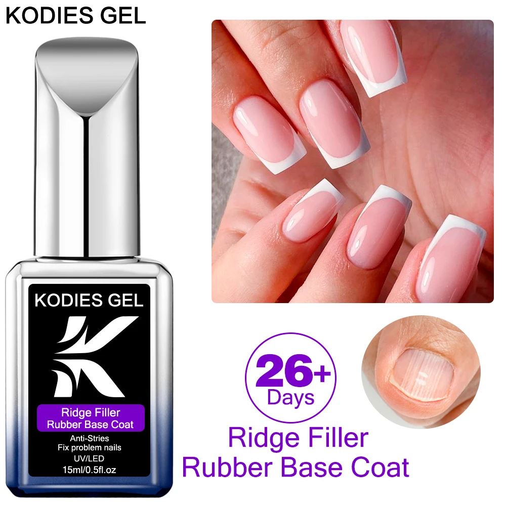 Nail treatment KODIES GEL Ridge Filler Base Coat UV Gel Nail Polish Strong Repair Reinforce Gel Glue Semi Permanent Strengthener Nail Supplies