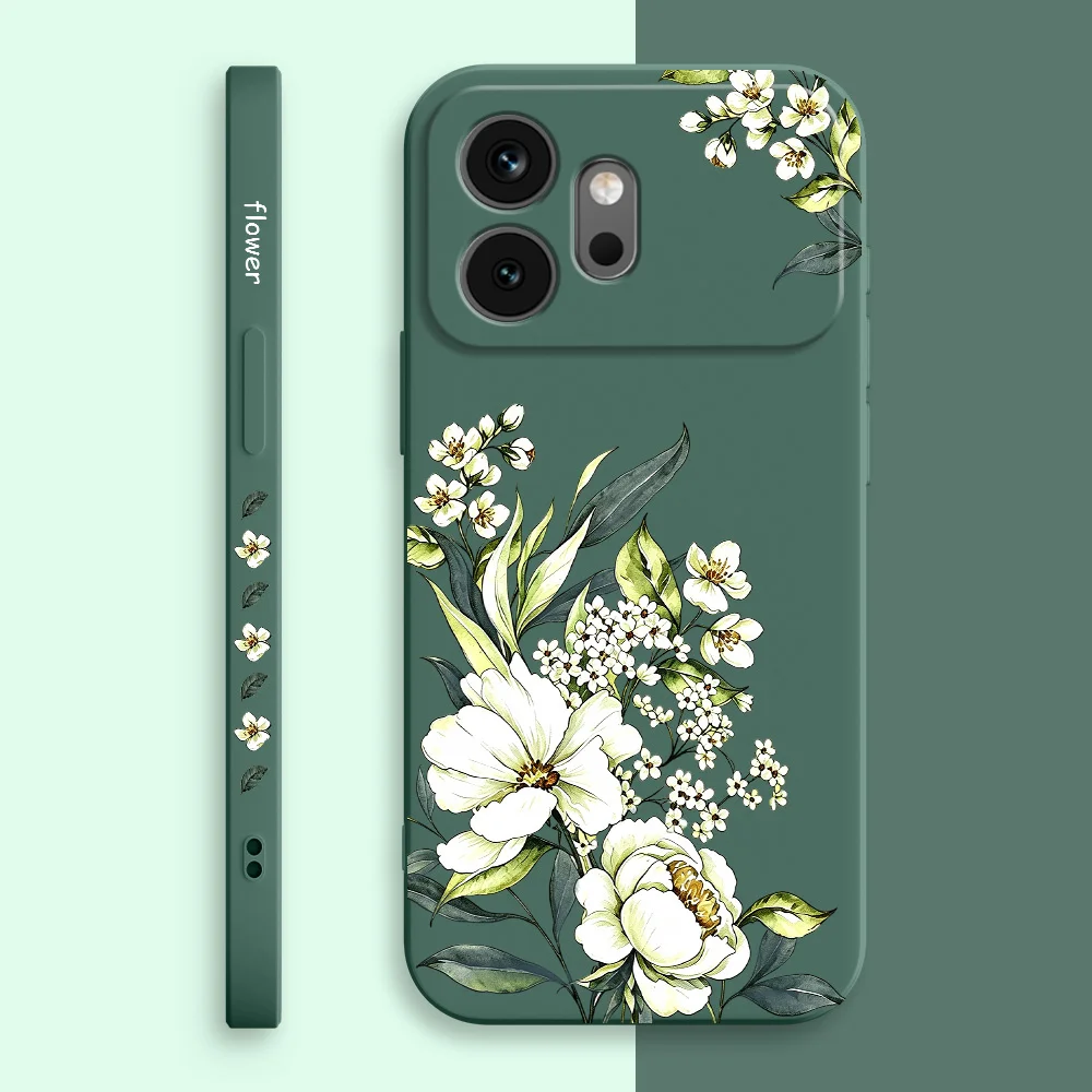 Elegant White Peony Silicone Soft Phone Case