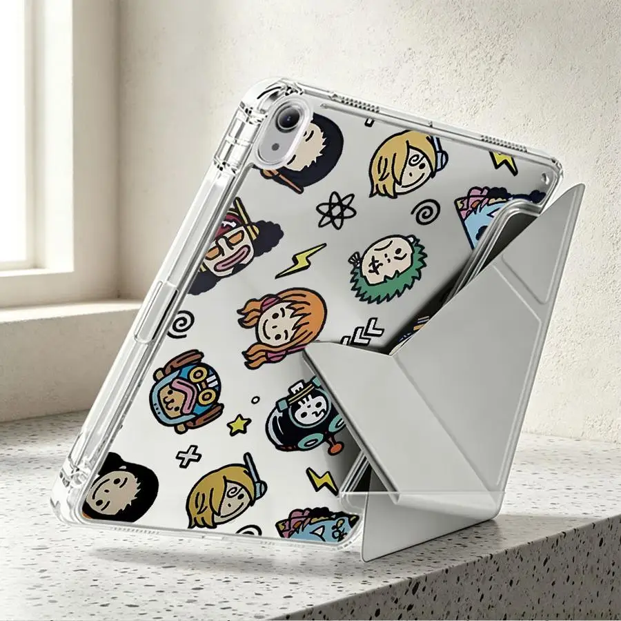 Cute Cartoon One Piece Tablet Case with Pen Slot Cover