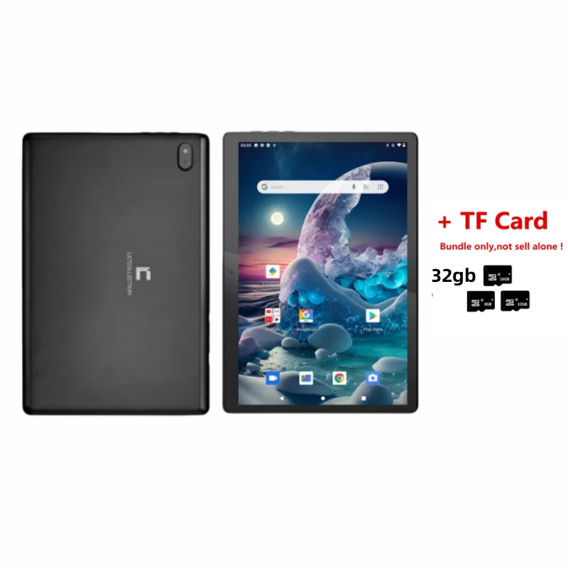 thumbnail image 1 of Tableta PC Android 10 de 10,1" con procesador de 4 núcleos a 1,5 GHz, 2 GB + 16 GB, pantalla IPS de 1280 x 800, batería de 5000 mAh, cámara dual, carga rápida tipo C, 1 of 5