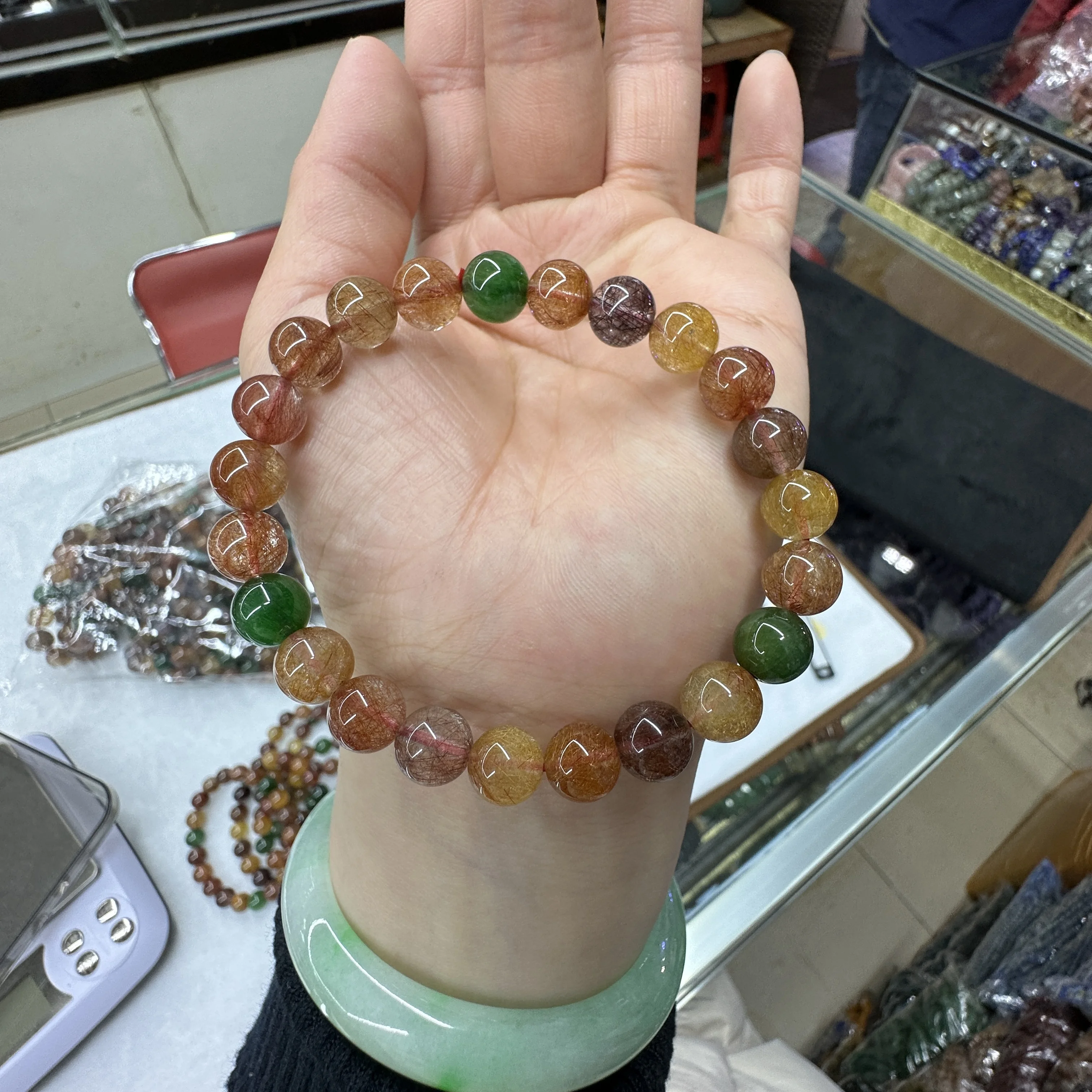 

AAAANatural Mixed Rutilated Quartz Beads Round Loose Spacer Colorful Hair Crystal Stone Jewelry Making Diy Bracelet wholesale