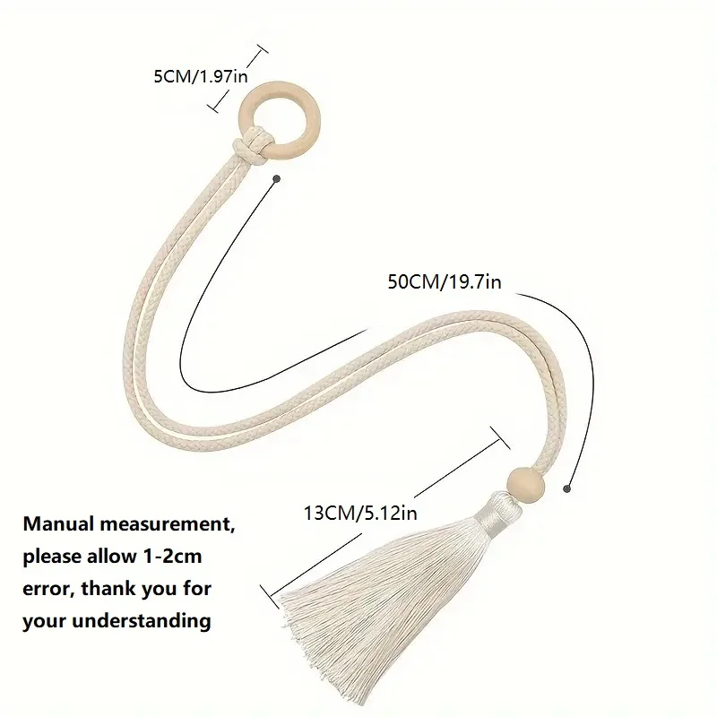 Cotton cord curtain tie fringe adjustable hand woven log loop curtain buckle strap 2pcs