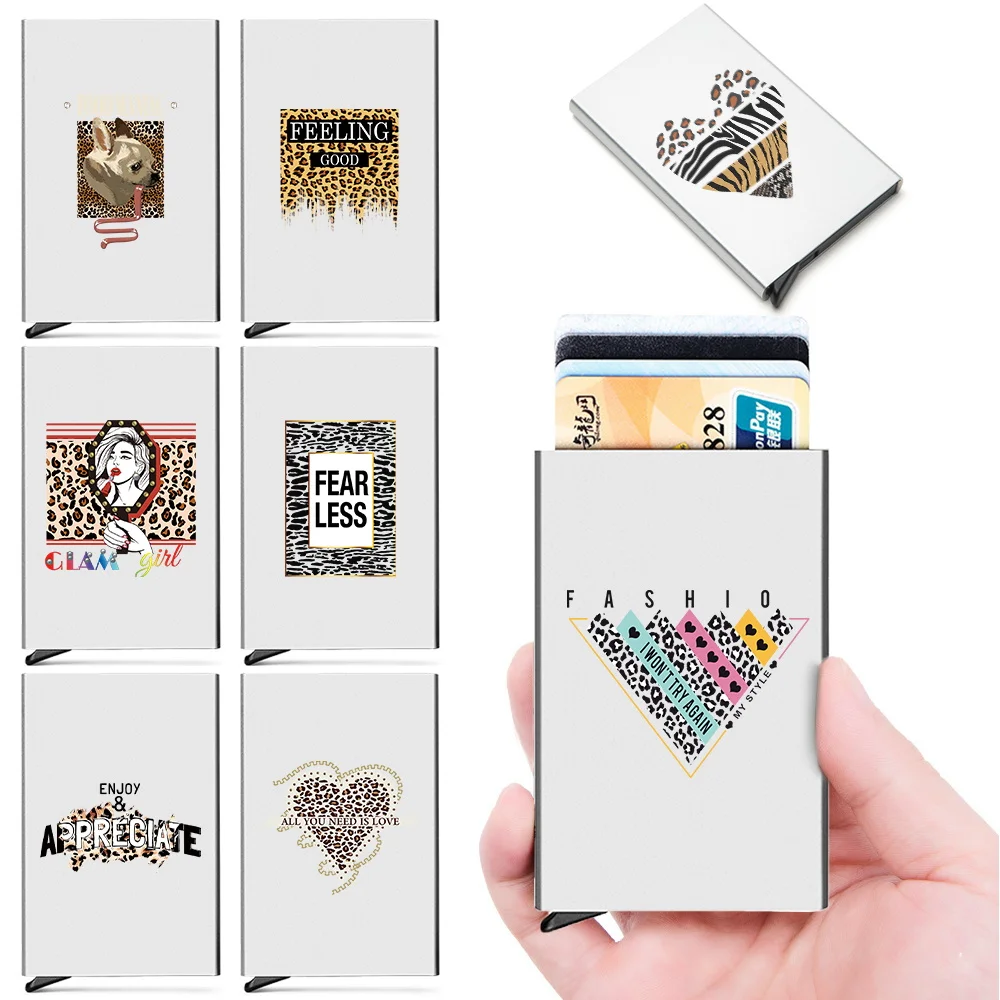 

Men ID Credit Thin Aluminium Metal Card Holder Anti-theft Portable Carte Leopard Print Wallets Pocket Case Credit Card Box 2023
