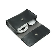 Magnetic Button PU Leather Pouch Chargers Storage Bags Sleeve For Macbook Accessories Mouse Data Line Power Spply Storage Bag - Image 4