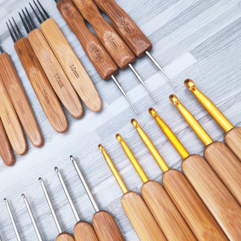 Crochet Hooks Set Bamboo Knitting Needles Set Needle Crochet Needles