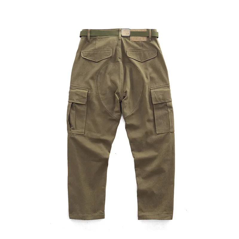 Men's Spring Vintage American Retro Multi-pocket pants Ameka Kiri Loose Thick Heavy Weight Wide Leg Straight Work Pants