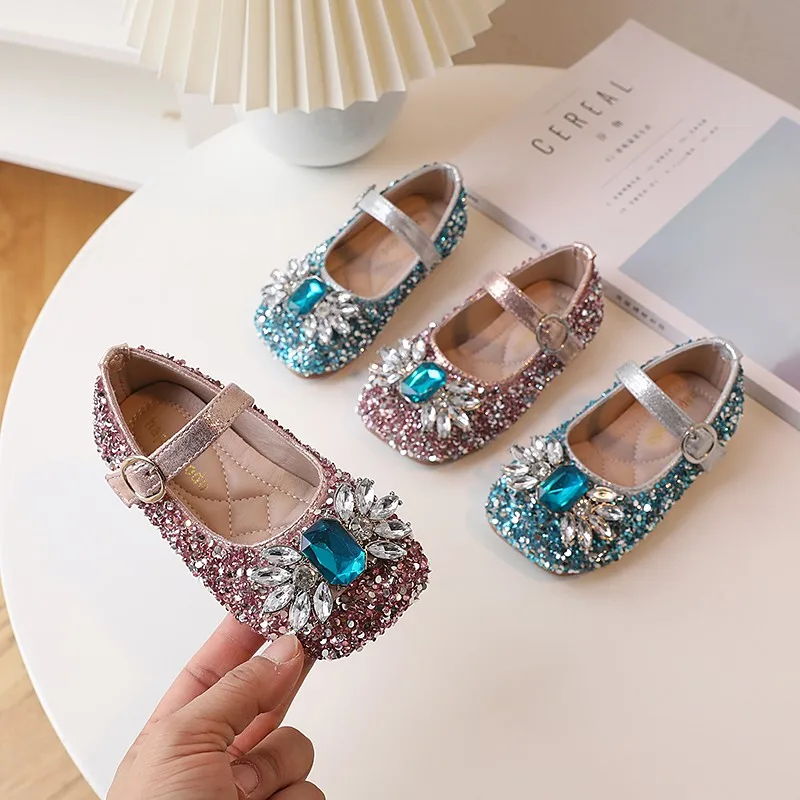 Scarpe Da Ragazza 2023 Estate Nuovi Strass Bella Mary Janes Soft Princess Scarpe Per Bambini Per Feste Di Matrimonio Spettacoli Gran Bretagna Flats