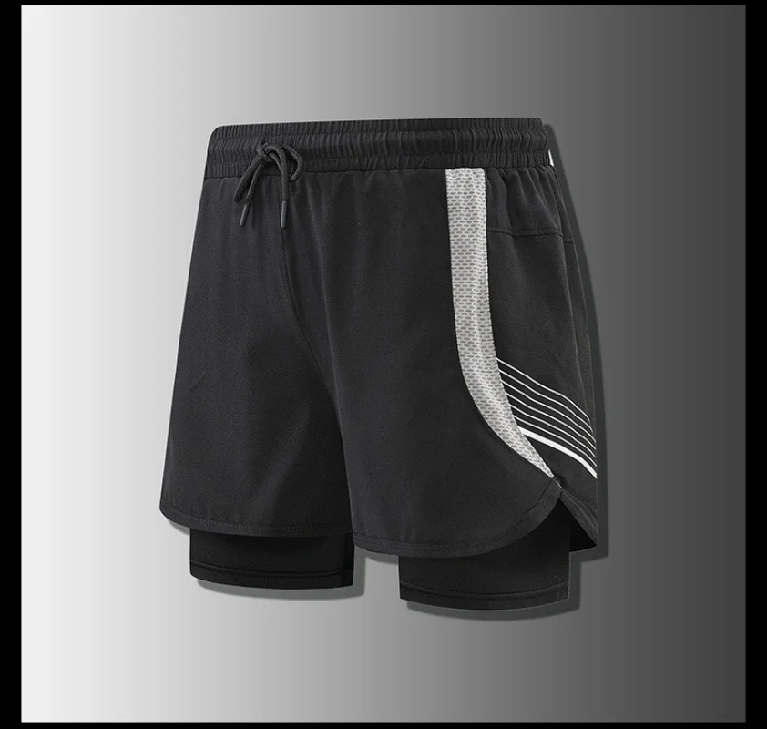 New Fashion shorts Men's 2 in1 Volleyball shorts Fitness Sports Shorts Casual Beach Workout Lined Tight Shorts Daily Style
