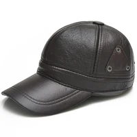 2025 New Style Men Brown Cow Leather Baseball Outdoor Real Leather Retro Hat Adjustable Real Cowhide Leather Baseball Cap 2