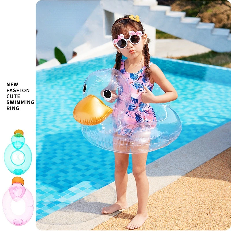 Inflatable Pool Floats Baby Transparent Duck Swimming Ring Water Seat Floating Ring Swim Circle for 1-5 Age Kids Children матовый чехол на samsung galaxy a10 с принтом duck swim ring