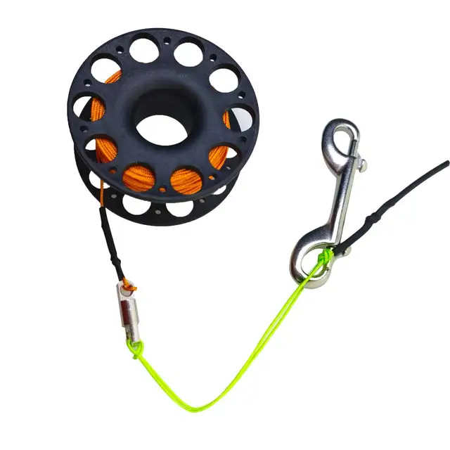 30M Scuba Diving Spool Finger Reel with Stainless Steel double ended hook Tech Snorkeling Equipment Cave Wreck Guide Line Reel 3